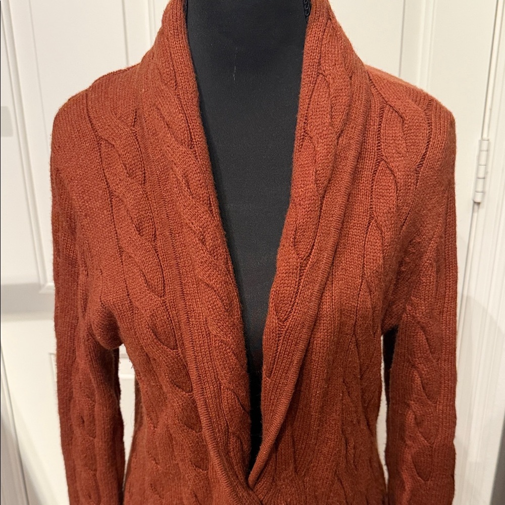 Talbots Rust Cable Knit Cardigan (HU) - Picture 2 of 5